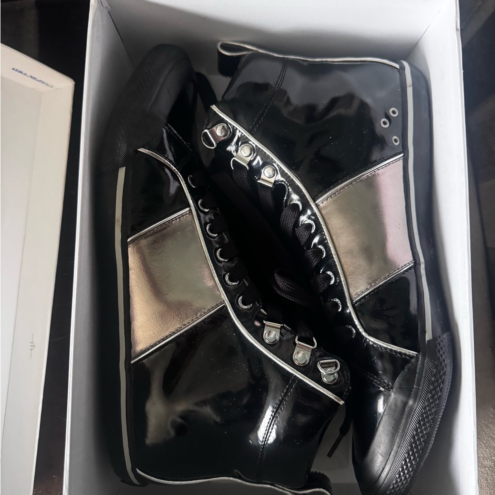 Dolce & Gabbana Shiny Black and Metallic Sneakers